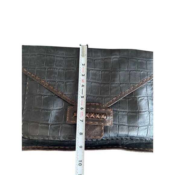 CARLA MANCINI Brown Leather Oversized Envelope Clutch Bag w/ Dustbag - Picture 8 of 9